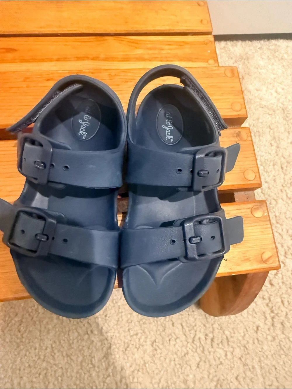 Cat & Jack Kids Navy Buckle Sandals (Velcro) sz 8c